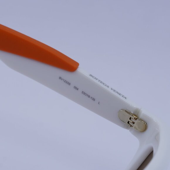 Bottega Veneta BV1233S 004 Sunglasses Ivory/Orange Square Frame, Brown Lenses - Picture 6 of 11